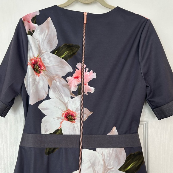 Ted Baker London Floral Dress Gray/Multi, US Size 8, Ted Baker Size 4 - Picture 7 of 11